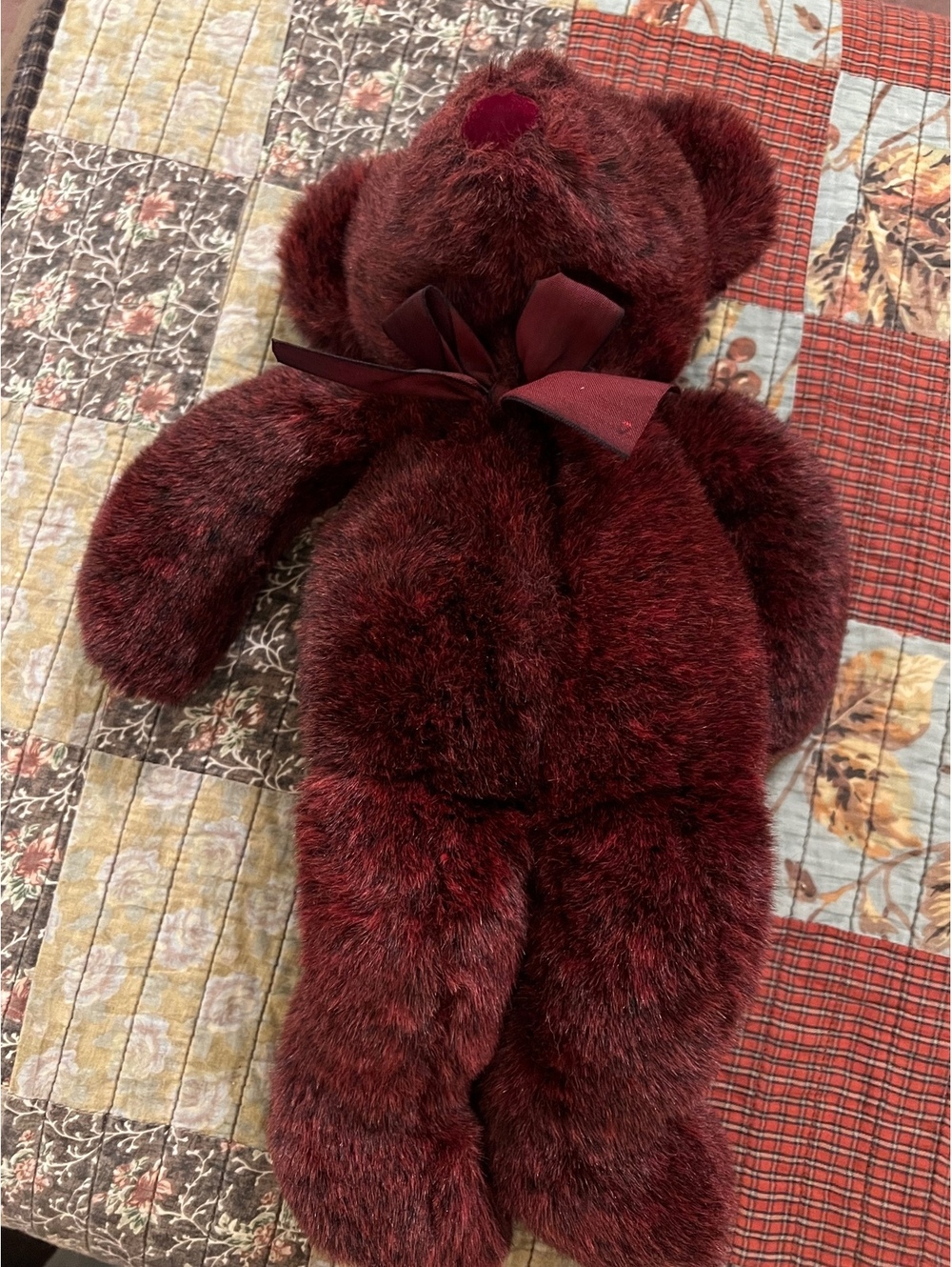 Russ Berrie Roxanne burgundy plush teddy bear
